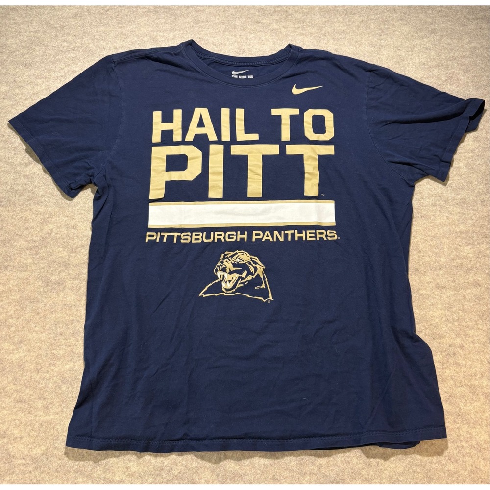 Nike Pittsburgh Panthers Hail To Pitt Navy Blue Graphic T-Shirt Mens XL